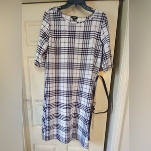 Black, White Plaid Dressy Dress